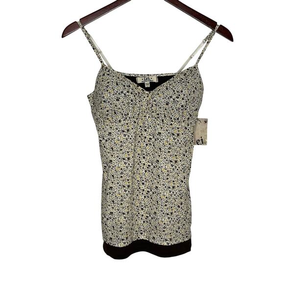 Vintage Lei Y2K Tank Top Women Large Cream Ditsy Floral Coquette Fairy Deadstock - Picture 1 of 10